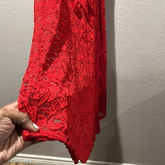 Perceptions New York Red lace dress Elegant Short Sleeve Size XL Formal Wedding - Picture 7 of 9